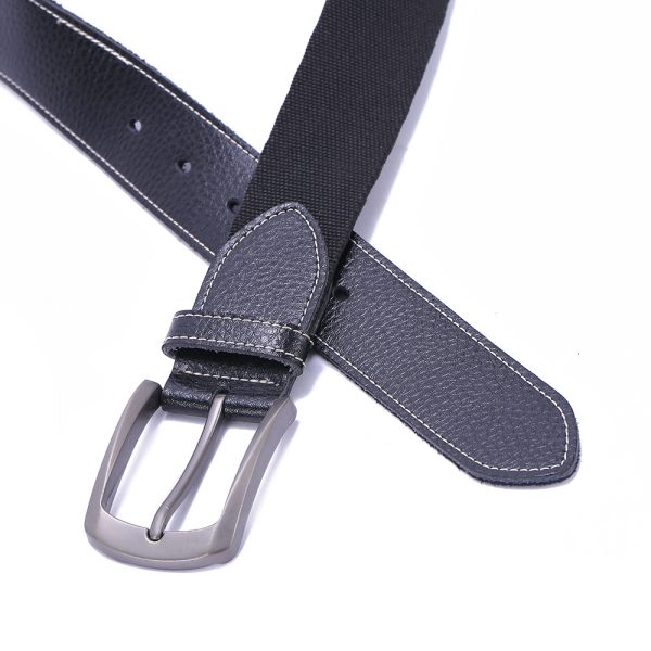 Alloy automatic buckle men's belt two-layer cowhide elastic belt personality men's leather baseball belt - Image 4