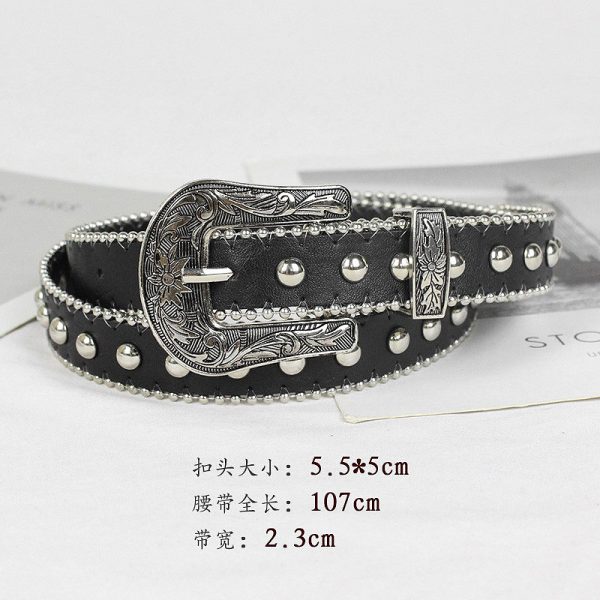 Wholesale European and American temperament Wild Metal thin belt women's punk jeans belt decorative rivets niche pant belt - Image 7