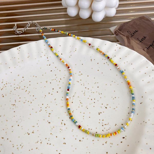 Korean style retro macaron candy color colorful rice-shaped beads stringed beads necklace sweet cute girl Bohemian necklace - Image 11