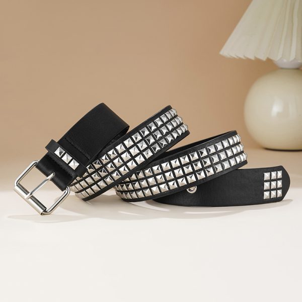 European and American square bead Pyramid Belt punk rock wind y2g Rivet Belt personality belt Millennium hot girl - Image 4